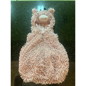 Going Wild PINK PIG Halloween Costume CHENILLE Hooded Vest Baby Sz 12m One Piece
